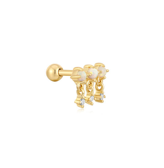  Ear Edit - Oorstekers - Zilver / 14kt GP - Opaal
